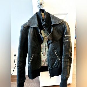 Danier Leather insulated bomber jacket. Turquoise lining, 2XS, double zipper